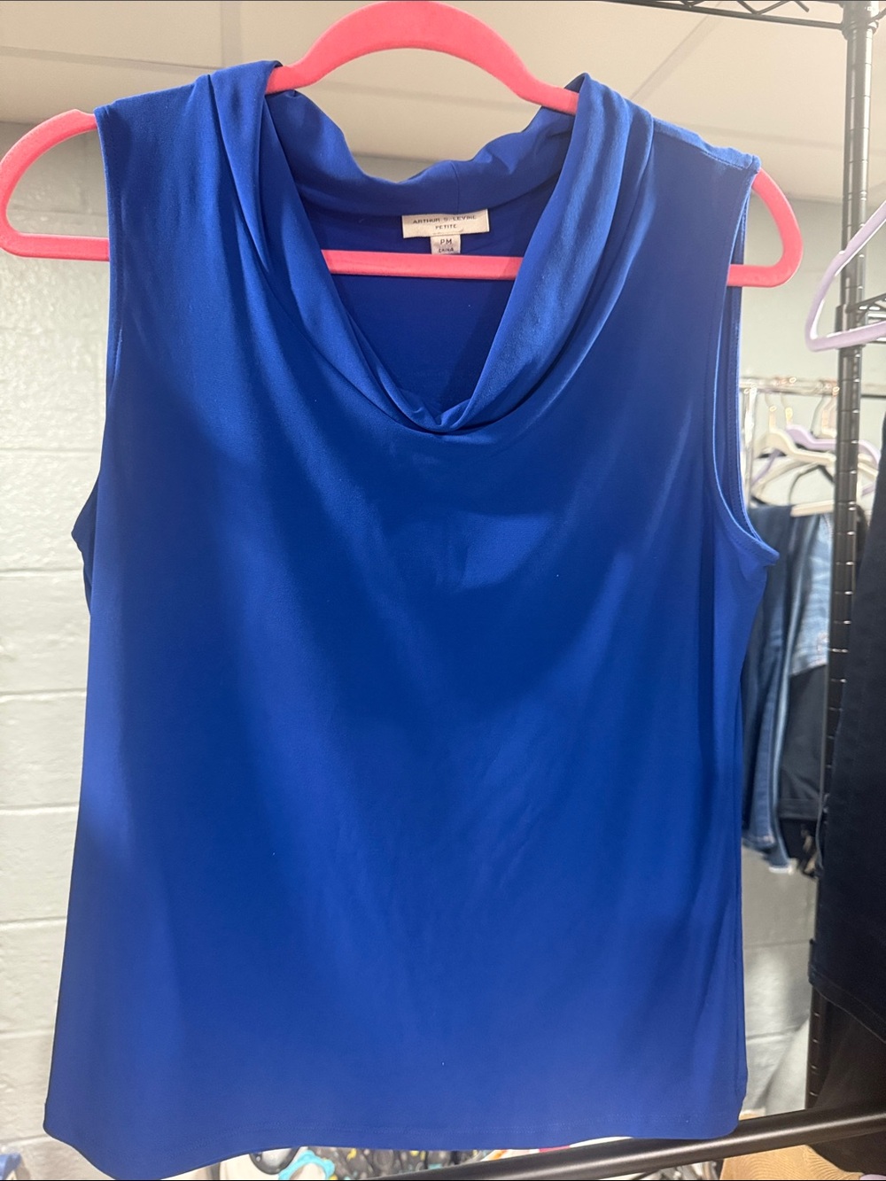 Tahari Royal Blue Sleeveless Cowl Neck Camisole